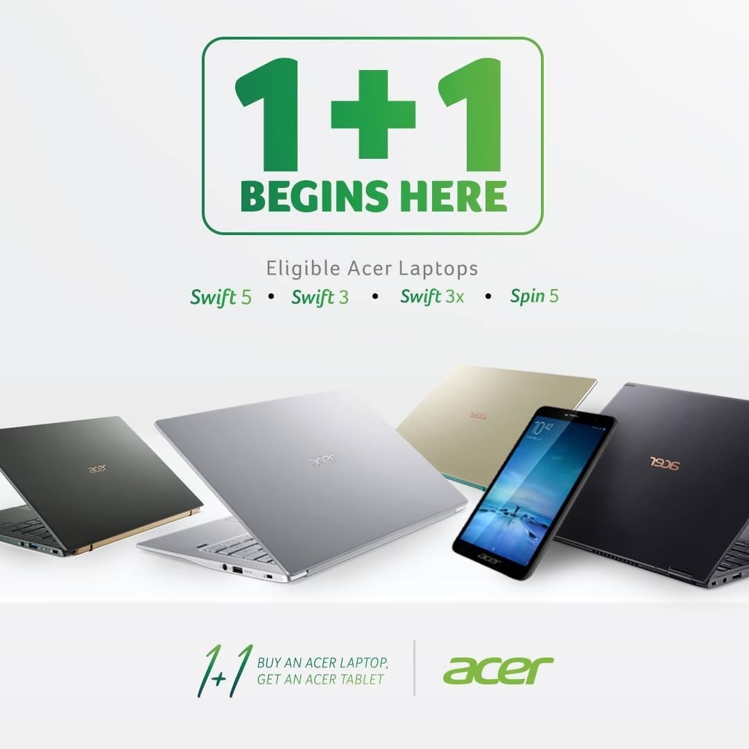 Buy eligible Acer Swift or Spin laptop and get a free Acer tablet