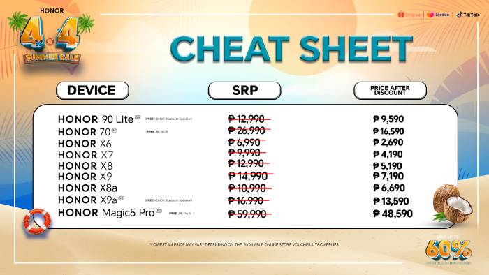 HONOR Philippines Slashes Prices Up to 60% on Smartphones, Tablets, and Laptops This 4.4 Cheat Sheet