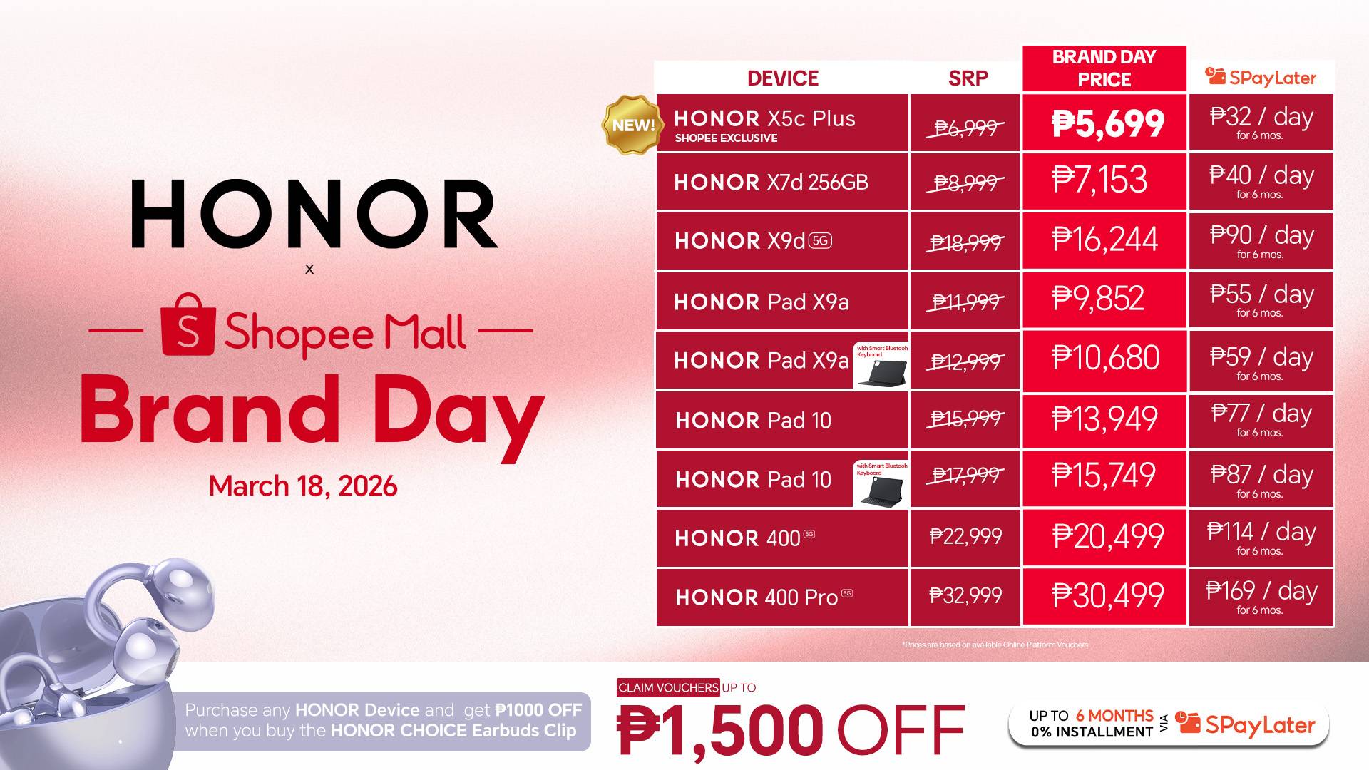 HONOR Shopee Brand Day March 18, 2026