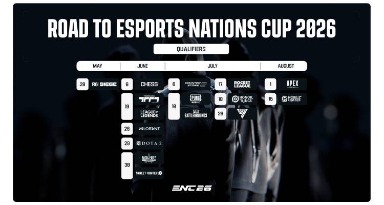 Multi-Title Tournament Circuit Opens for Esports Nations Cup 2026 Qualifiers Header Image